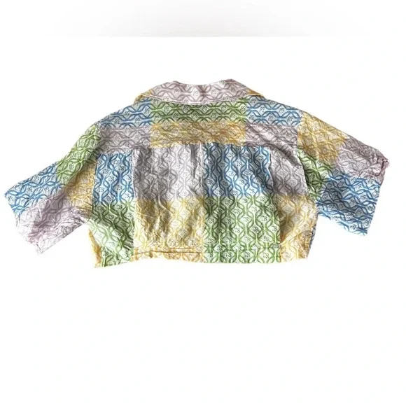 Sandro linen blend crop patched top size 2 in excellent condition - Picture 5 of 10